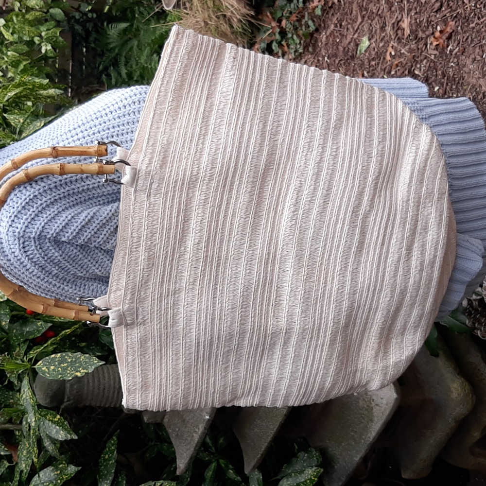 Straw Tote  Vacation Roomy ,Bamboo Handles